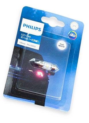 Автолампа світлодіодна ac лазер. 12-10 white 0, 6w 30мм 6000k philips