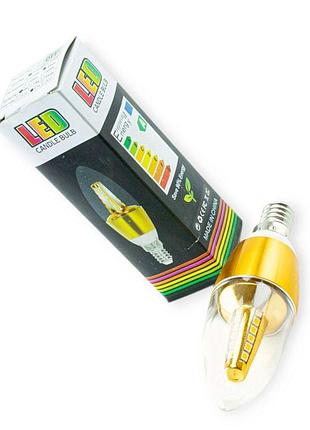 Лампа побутова діодна 220v e14 3w 3000k теплий білий megalight