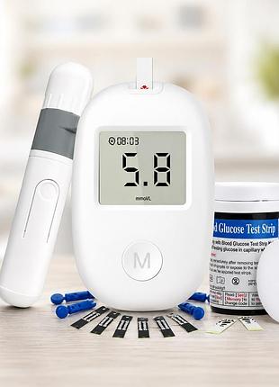 Глюкометр glucose meter glm-76 + 50 тест-полосок и ланцеты