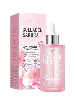 Сыворотка для эластичности кожи лица с колагеном и сакурой sadoer collagen sakura elastic serum 100 мл