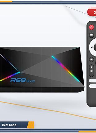 Android tv box медиаплеер r69 plus android 14, 4gb ram 64gb rom, octa-core cpu, wi-fi 6, bluetooth 5.0, 8k