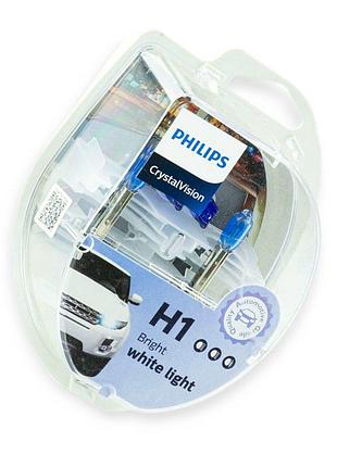 Автолампа h1 12v 55 w philips cristal vision 4300к (2шт)
