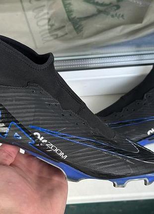 Бутси чоловічі nike mercurial zoom superfly 9 чорні, сині, розмір 44.5-45 оригінал найк