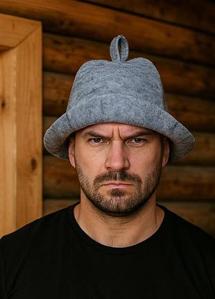 Лазнева шапка luxyart "колпак" сірий фетр (xl-004)