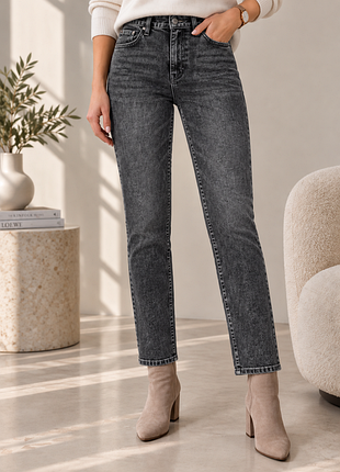 🔥 esmara нижняя - женские джинсы straight fit, графитовые, новые с биркой