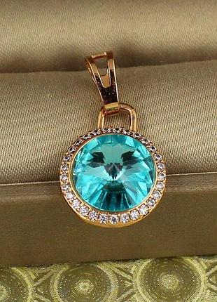 Кулон xuping jewelry романс із блакитним каменем 1,4 см золотистий