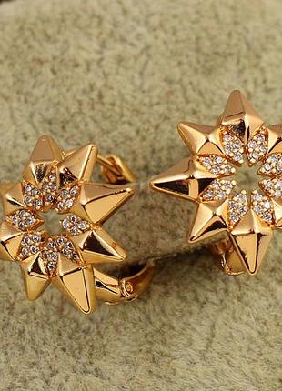 Серьги xuping jewelry полярная звезда 1,8 см золотистые