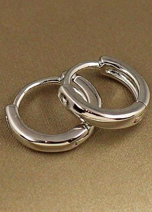 Серьги xuping jewelry гладкие кольца с округлыми краями 1 см серебристые