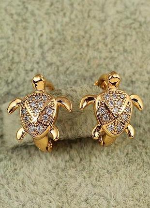 Сережки дитячі xuping jewelry черепашка золотисті