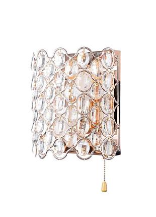 Бра настінне накладне led кришталеве з вимикачем bcl-484w/2*e14+16*0.5w brille 26-164