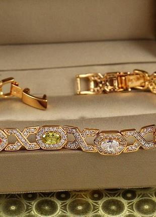 Браслет xuping jewelry вічність з різнокольоровими каменями 19 см 8 мм золотистий