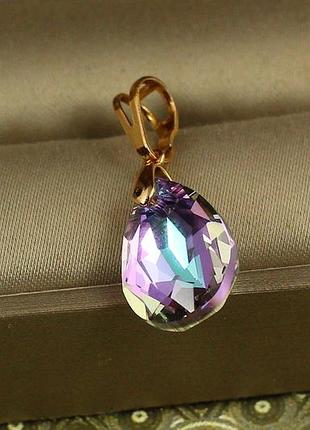 Кулон xuping jewelry большая капля с фиолетовым камнем сваровски 1,9 см золотистый