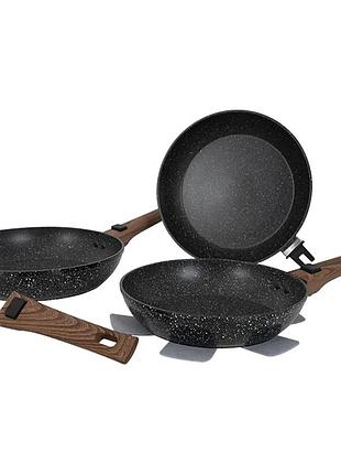 Набор сковород gimex frying pan set 3 предмета черный (6979264), для гриля, барбекю и мангала, для дачи, для пикника, для кемпинга