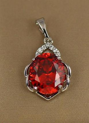 Кулон xuping jewelry сицілія з червоним каменем 1,9 см сріблястий