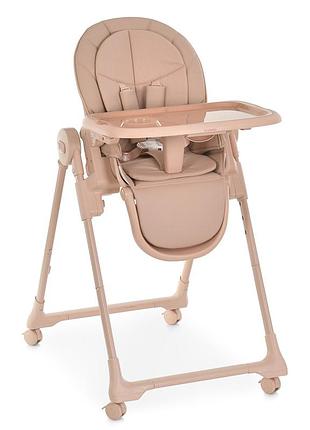 Стульчик el camino crystal me 1037 nude pink для кормления, 5-точ. ремни, матрас, 4 колеса, кожа, розовый (me 1037 nude pink)