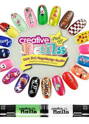 Детский лак-карандаш для ногтей malinos creative nails на водной основе (2 цвета морской волны + белый)