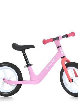 Детский беговел profi kids 12", 2 колеса pu, нейлоновая рама, розовый (mbb 1042 pu pink)