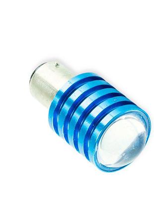 Автолампа світлодіод а 12-21 5 white 2 led w з лінзою (синій радіатор) megalight