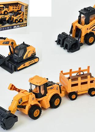 Будівельна техніка іграшкова набір 3 штуки 1:16 зі світлом (wd131)