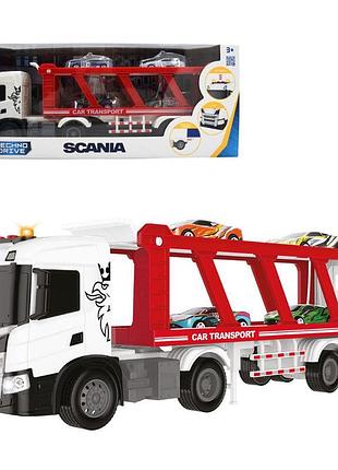 Игровой набор серии "large truck" – автоперевозчик scania, 4 машины, свет, звук (6414ks)