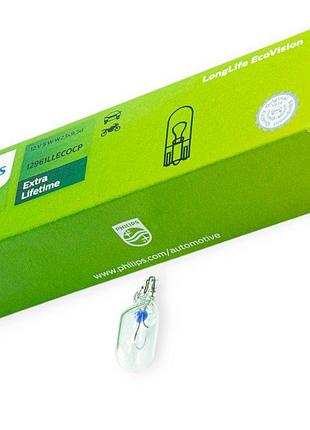 Автолампа бц 12v 5w w2.1х9.5d philips long life eco