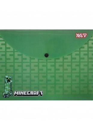 Папка-конверт yes а4 на кнопке minecraft creeper для школы (492336)
