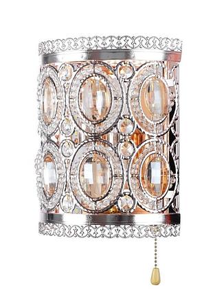 Бра настінне накладне led кришталеве з вимикачем bcl-486w/2*e14+16*0.5w brille 26-166