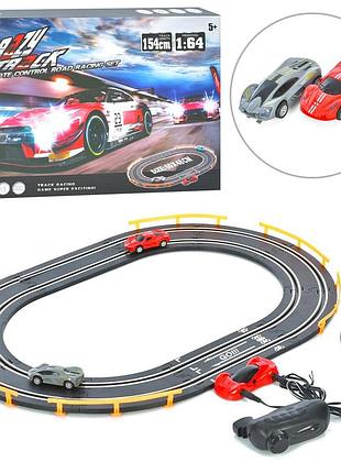 Трек игрушечный 1:64, ручной генератор, машинка 2 шт 9018b