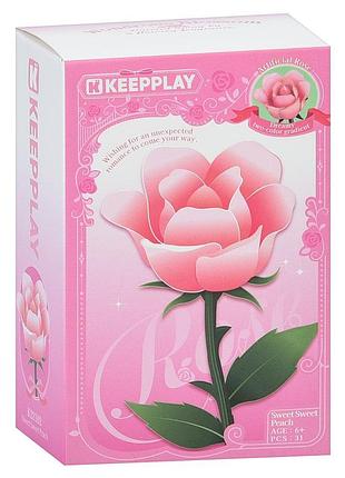 Конструктор цветы роза розовая, 31 деталь, в коробке (k22102)