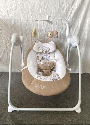 Кресло-качалка с пультом el camino teddy me-1075-beige-animal светло-бежевое