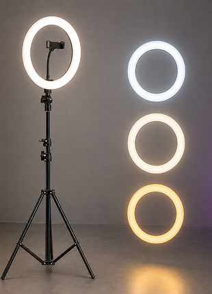 Кольцевая лампа ring fill light 26 с на штативе с держателем телефона