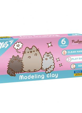 Пластилин yes 6 цветов 120 г pusheen для лепки и творчества (540651)