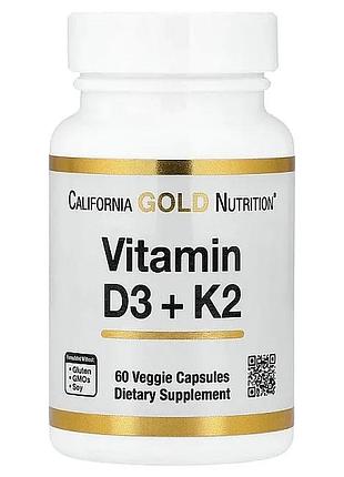 Біологічно активні речовини california gold nutrition вітаміни d3 + k2 60 капсул