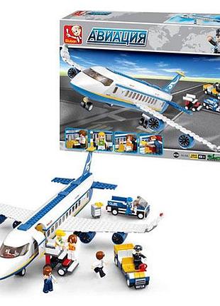 Конструктор sluban «авиация» с самолётом и 7 фигурками (m38-b0366)