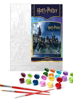 Картина по номерам harry potter хогвартс ночью с красками металлик 40х50 см (kho5230)