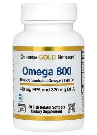 Біологічно активні речовини california gold nutrition omega 800 ультраконцентрований риб'ячий жир омега-3 1000 мг 30 капсул