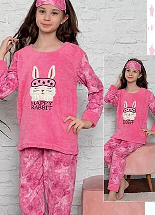Розпродаж піжама утеплена рожева "happy rabbit" 12-14