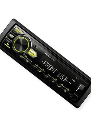 Магнітола pioneer mvh-09 ubg fm, usb, aux, mp3, android, знімна пан, зелена підсвітка