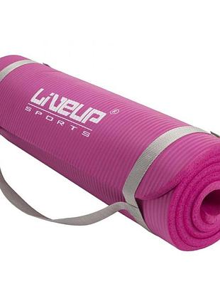 Коврик для фитнеса и йоги liveup nbr mat (ls3257-p) 180x60x1,2 см розовый