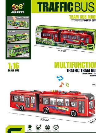 Автобус js163a інерція, 40см, 1:16, звук,світло,відчиняються двері,бат(табл)кор.