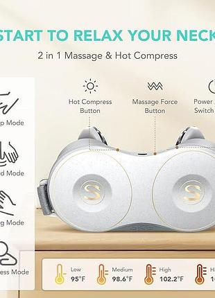 Массажер для шеи skg neck & shoulder massager h7-e для облегчения боли в глубоких тканях с подогревом 3