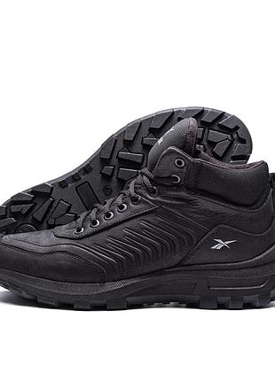 Мужские зимние кожаные ботинки reebok classic black