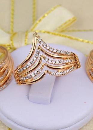 Кольцо xuping jewelry домик р 18 золотистое