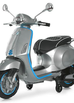 Мотоцикл детский с мотором 45w, аккумулятор 12v4,5ah, mp3, bluetooth, eva колеса, кожаное сиденье, серо-синий (m 6288el-11-4)
