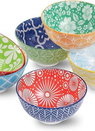 6 шт. набор керамических мисок 300 мл ceramic small bowls миска для хлопьев с узором для завтрака, лапши