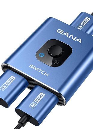 Hdmi-перемикач gana hdmi bi-direction switch перемикач 2 в 1 з трьома портами