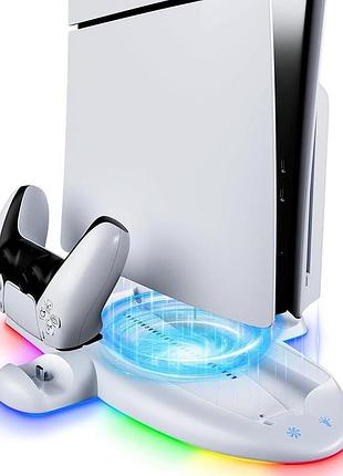 Многофункциональная вертикальная подставка для ps5 slim owisuee vertical cooler конструкция для зарядки двух контроллеров