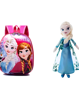 Подарунковий набір для дівчаток «холодне серце». набір рюкзак frozen 28×26×10 см + м'яка іграшка ельза 40 см