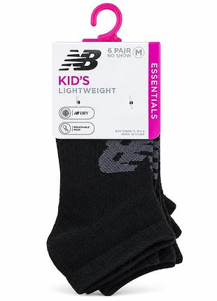 Набір дитяих шкарпеток з 6 пар, низькі, new balance (usa 8,5) m, укр. 25-33