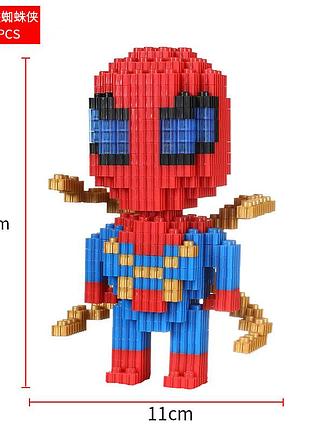 Миниконструктор «человек-паук iron spider» — пиксельная фигурка из микроблоков (super hero mini blocks)